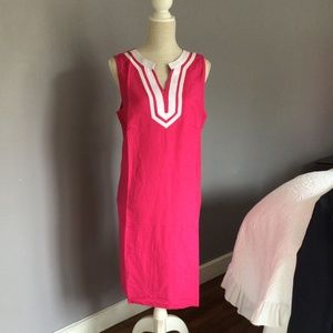 TROPICAL PINK PAPPAGALLO LINEN SHEATH